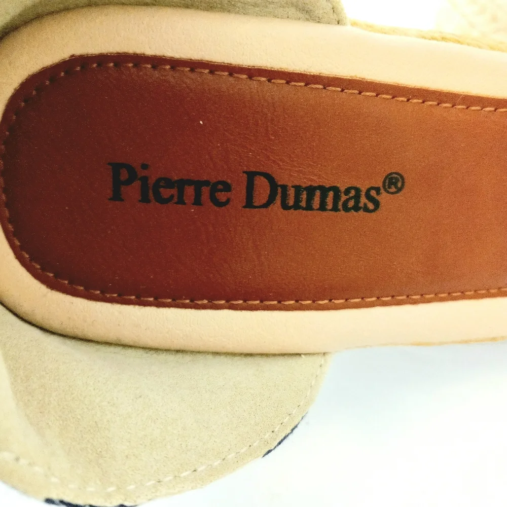 Pierre Dumas navy/white striped   wedge espadrille sandals size 10
